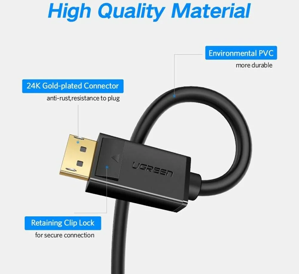 DisplayPort Cable 4K DP to DP Adapter 6ft Converter Cord Video For TV Computer