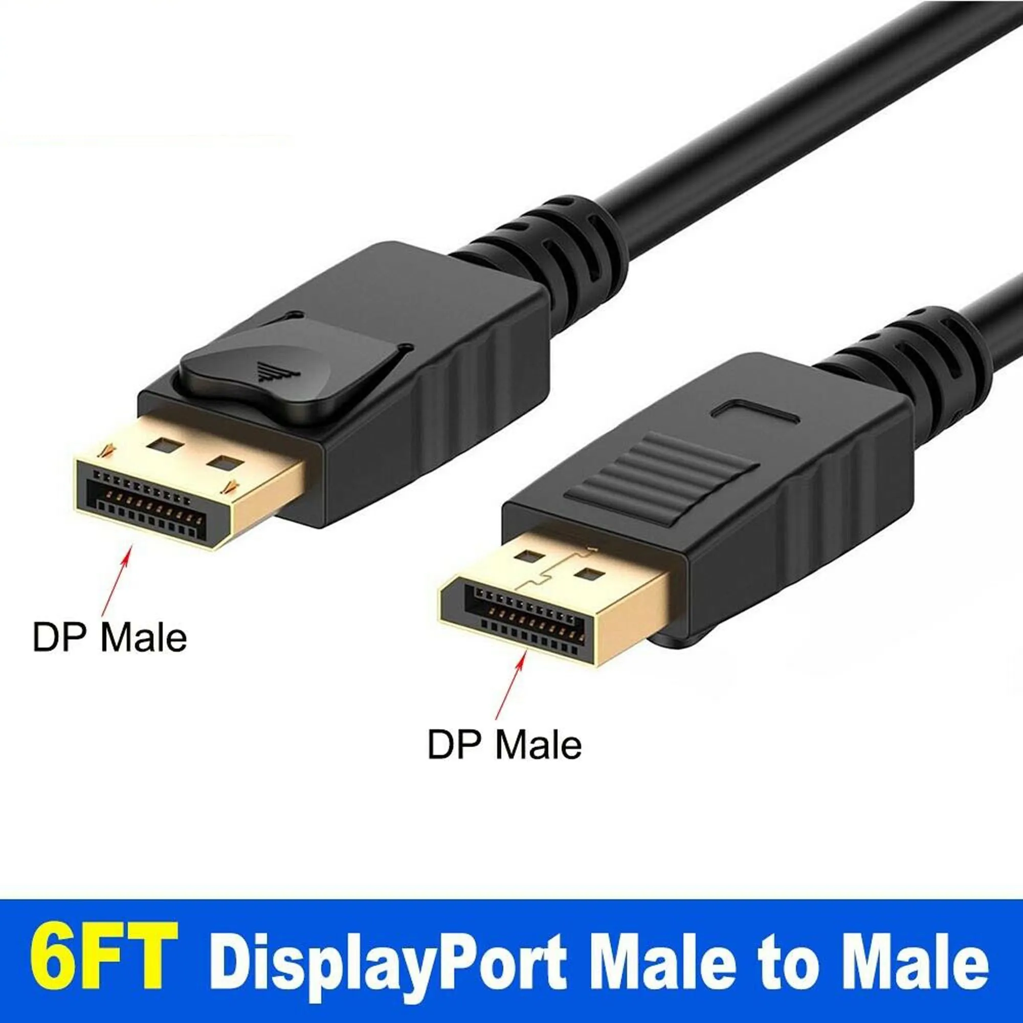 DisplayPort Cable 4K DP to DP Adapter 6ft Converter Cord Video For TV Computer