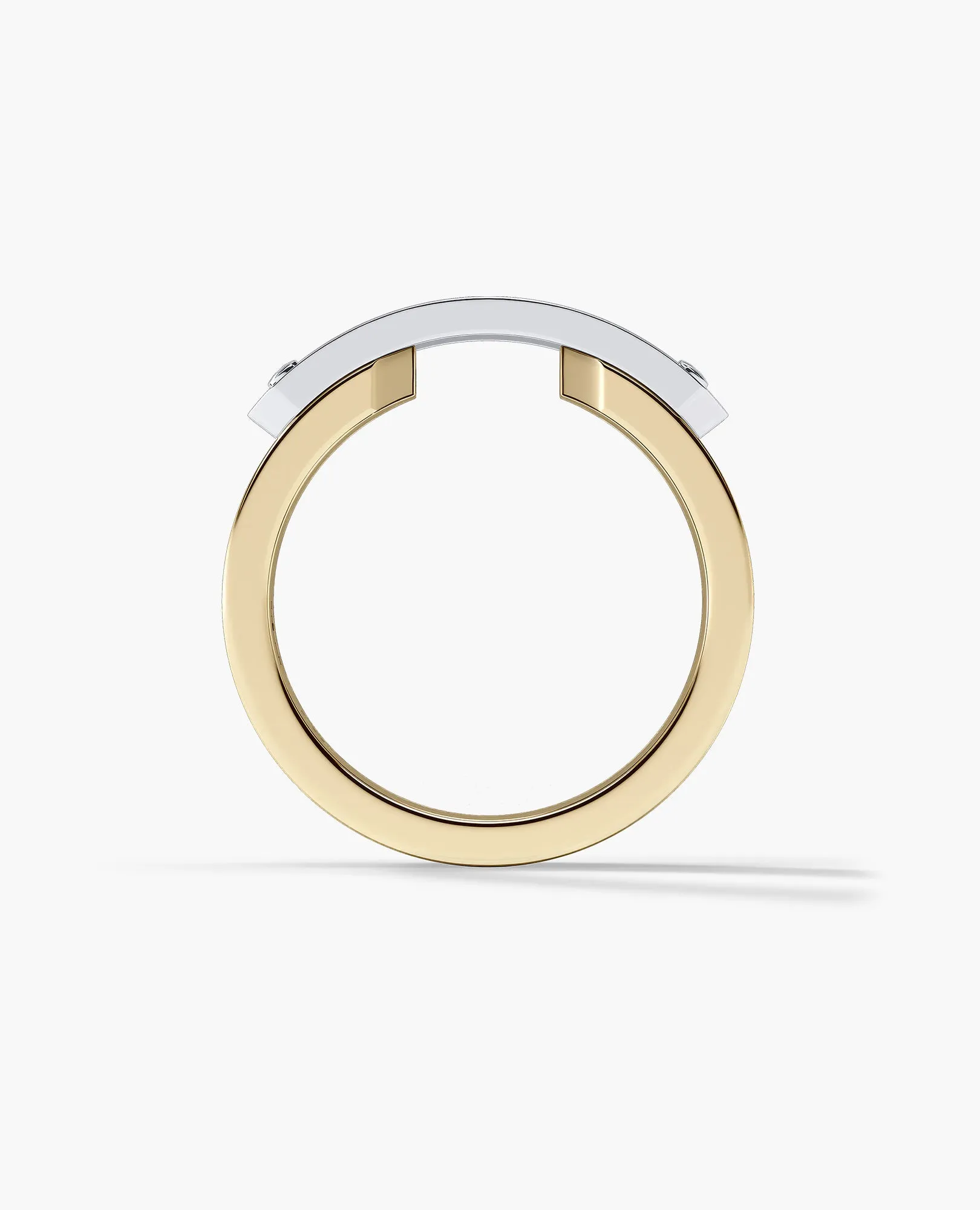 DONLIN Two-Tone Gold Initial Ring with Plate - Wide Version
