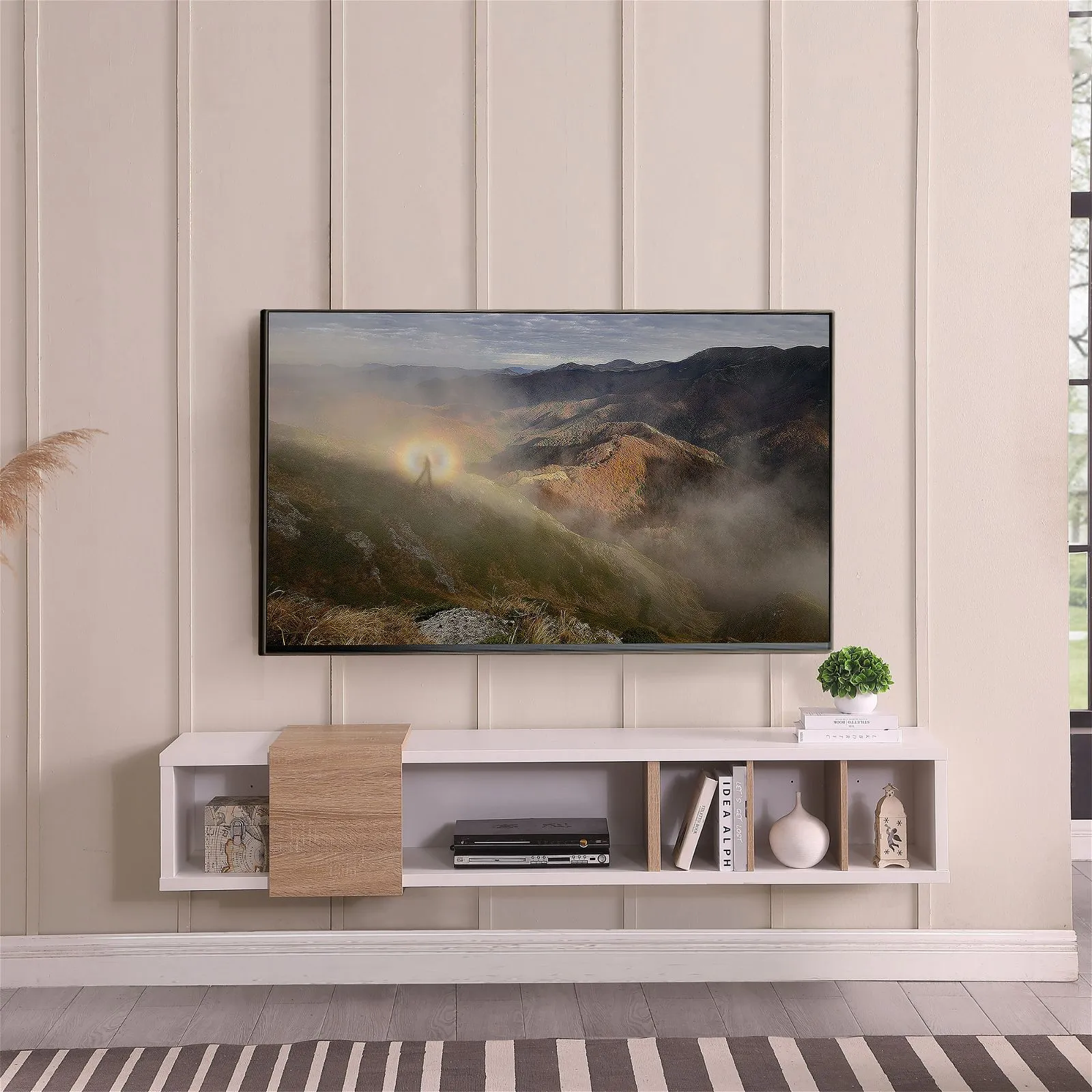 Dronus 1800 Floating Entertainment Unit, Hovering Wall Mount White by Tauris™