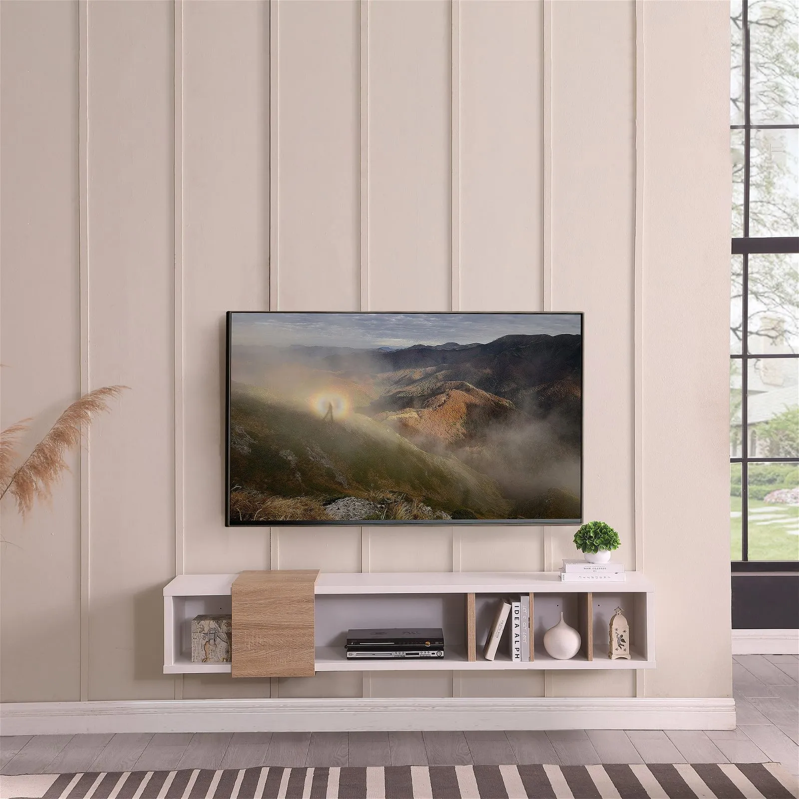 Dronus 1800 Floating Entertainment Unit, Hovering Wall Mount White by Tauris™