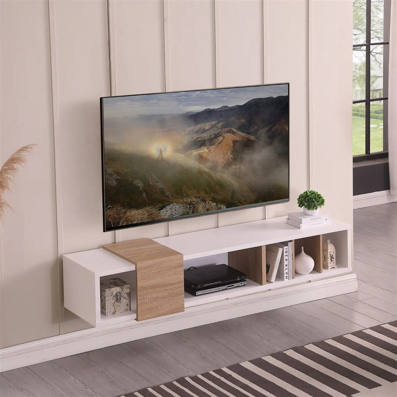 Dronus 1800 Floating Entertainment Unit, Hovering Wall Mount White by Tauris™