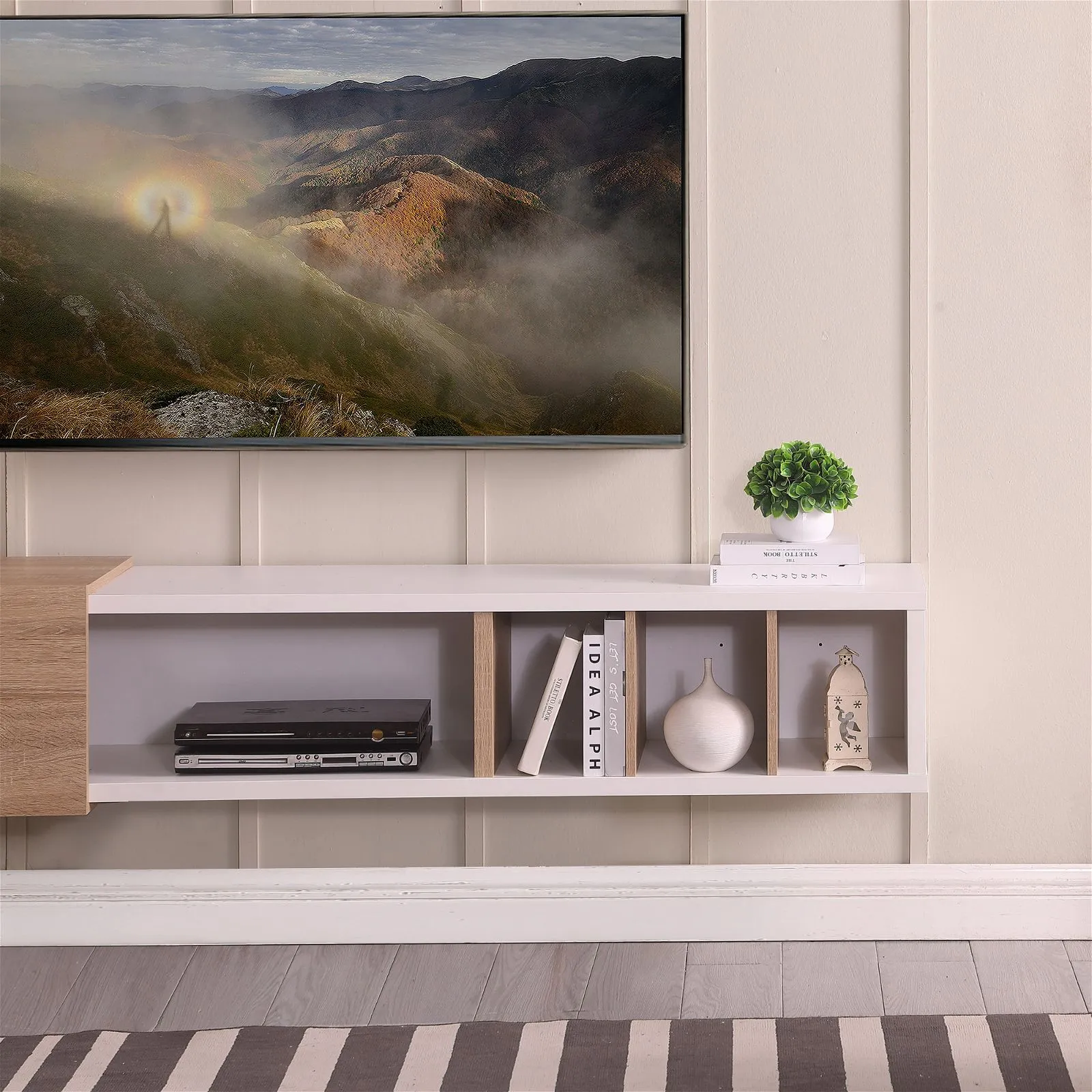 Dronus 1800 Floating Entertainment Unit, Hovering Wall Mount White by Tauris™