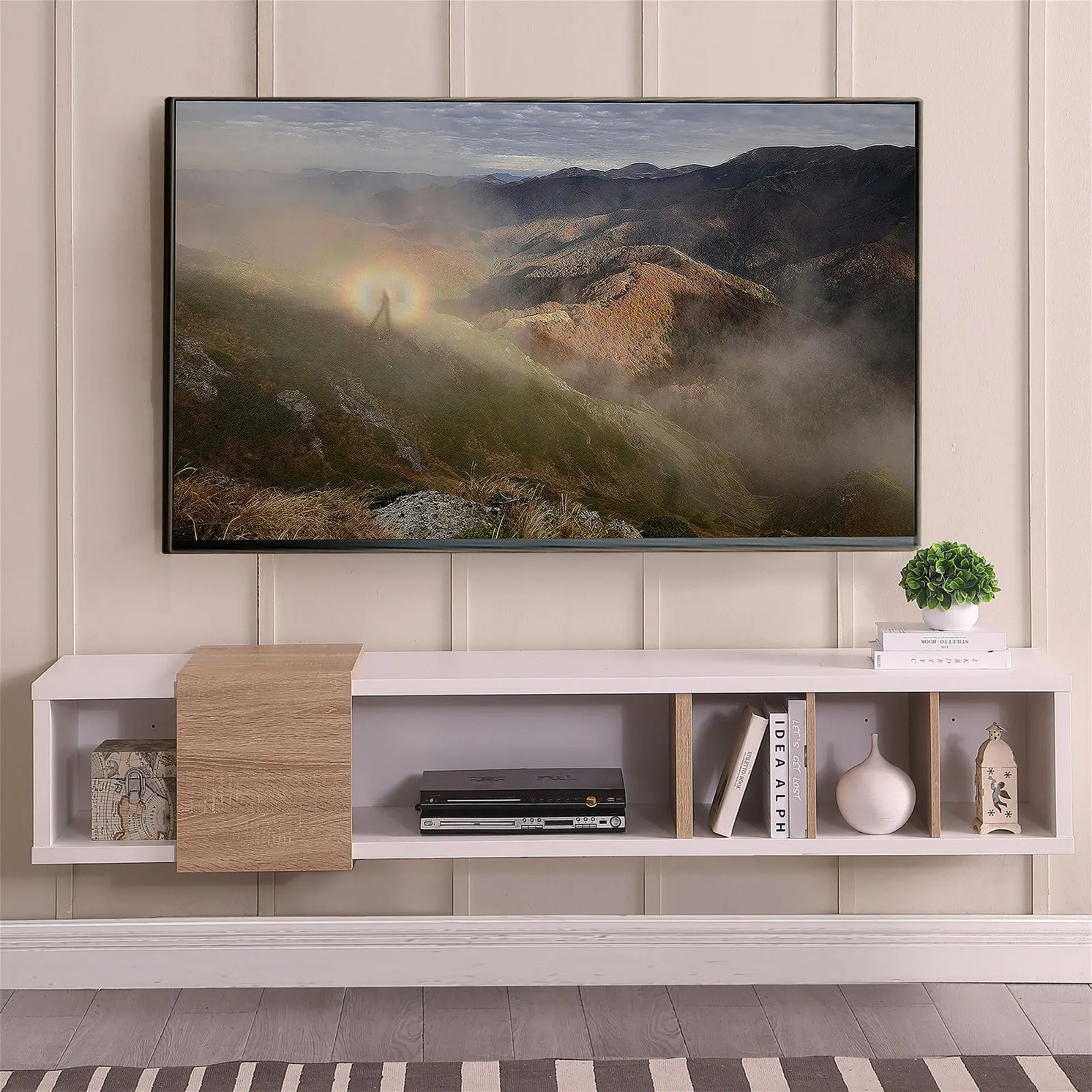 Dronus 1800 Floating Entertainment Unit, Hovering Wall Mount White by Tauris™