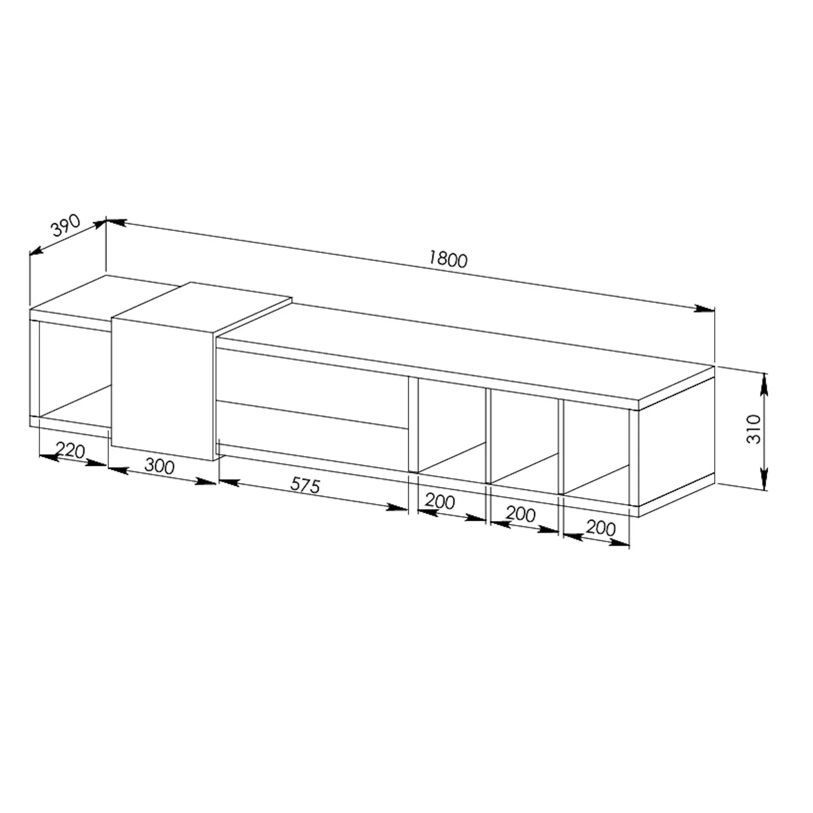 Dronus 1800 Floating Entertainment Unit, Hovering Wall Mount White by Tauris™