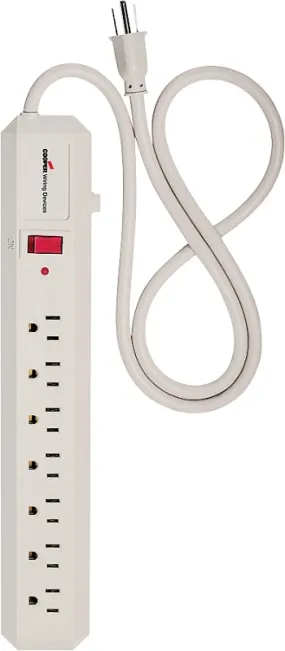 Eaton Wiring Devices 1176V Surge Protection Power Strip, 2 -Pole, 125 V, 15 A, 7 -Outlet, 70 J Energy, Ivory :CD: QUANTITY: 1