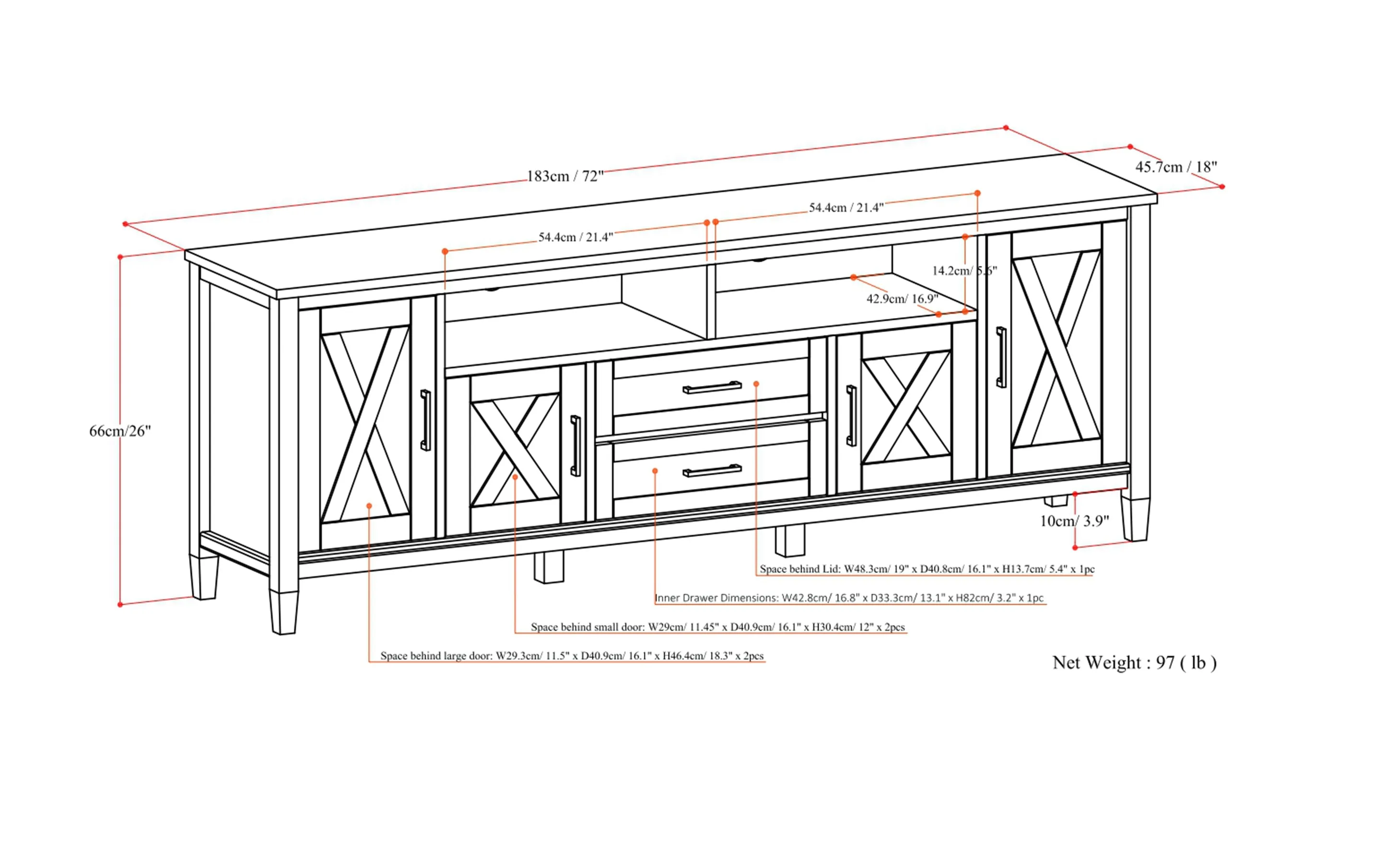 Ela 72 inch TV Media Stand
