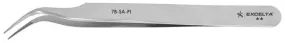 Excelta 7B-SA-PI Italian-Made Anti-Magnetic Stainless Steel Tweezer with 55° Curved, Serrated Very Fine Point Tips, 4.5" OAL
