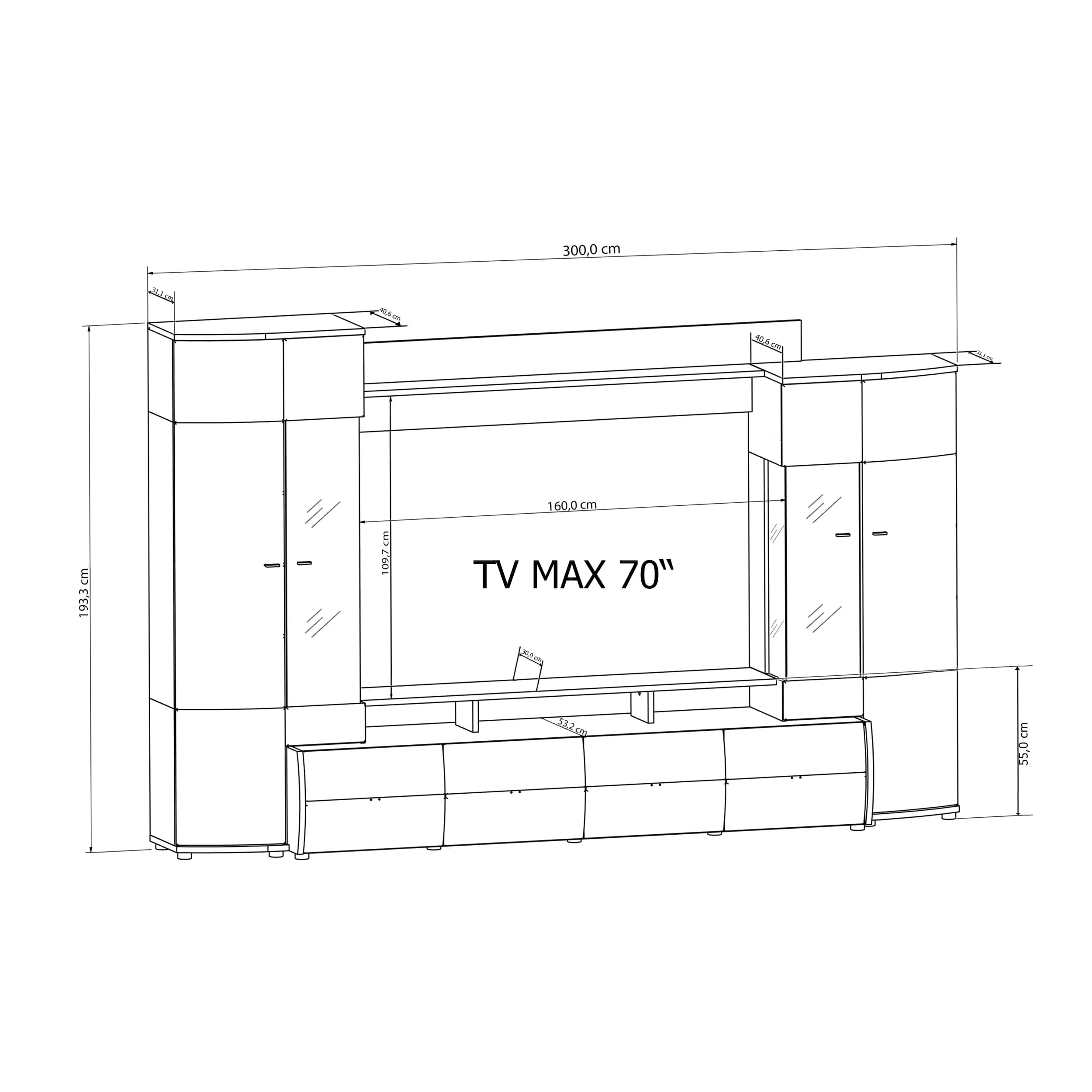 Flori Entertainment Unit For TVs Up To 70"