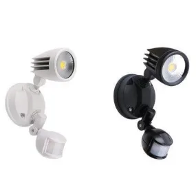 Fortress II LED 15w with PIR Sensor Single Exterior Security Light in Black,White or Silver