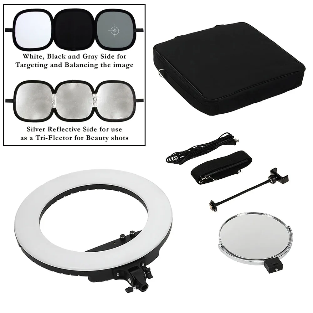 Fotodiox Selfie Starlite Vlog Light - 18in Bi-Color Dimmable LED Ring Light for Portrait, Photography, Makeup, YouTube, Live Streaming Video and more