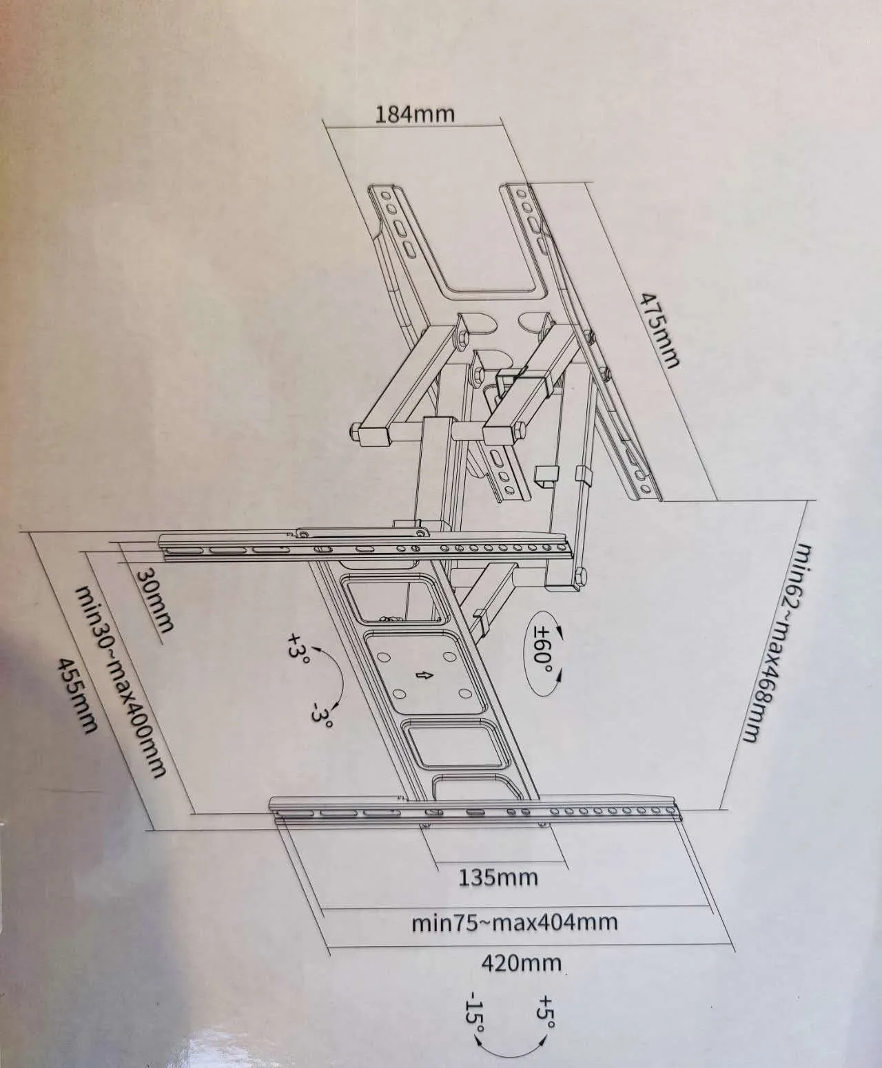 Full Motion Wall Mount for 32-55in TVs