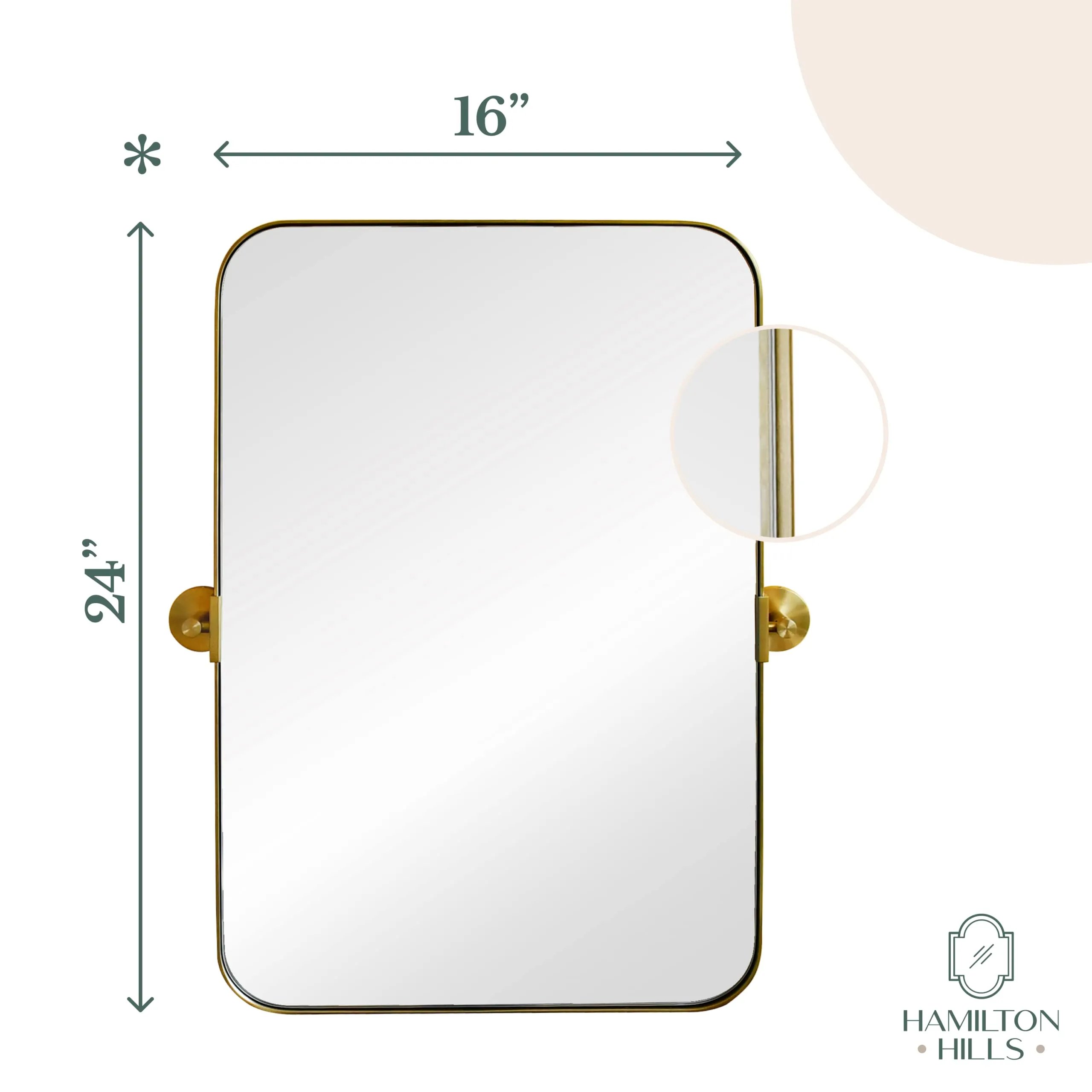 Hamilton Hills Metal Surrounded Round Pivot Mirror | Silver Backed Adjustable Moving