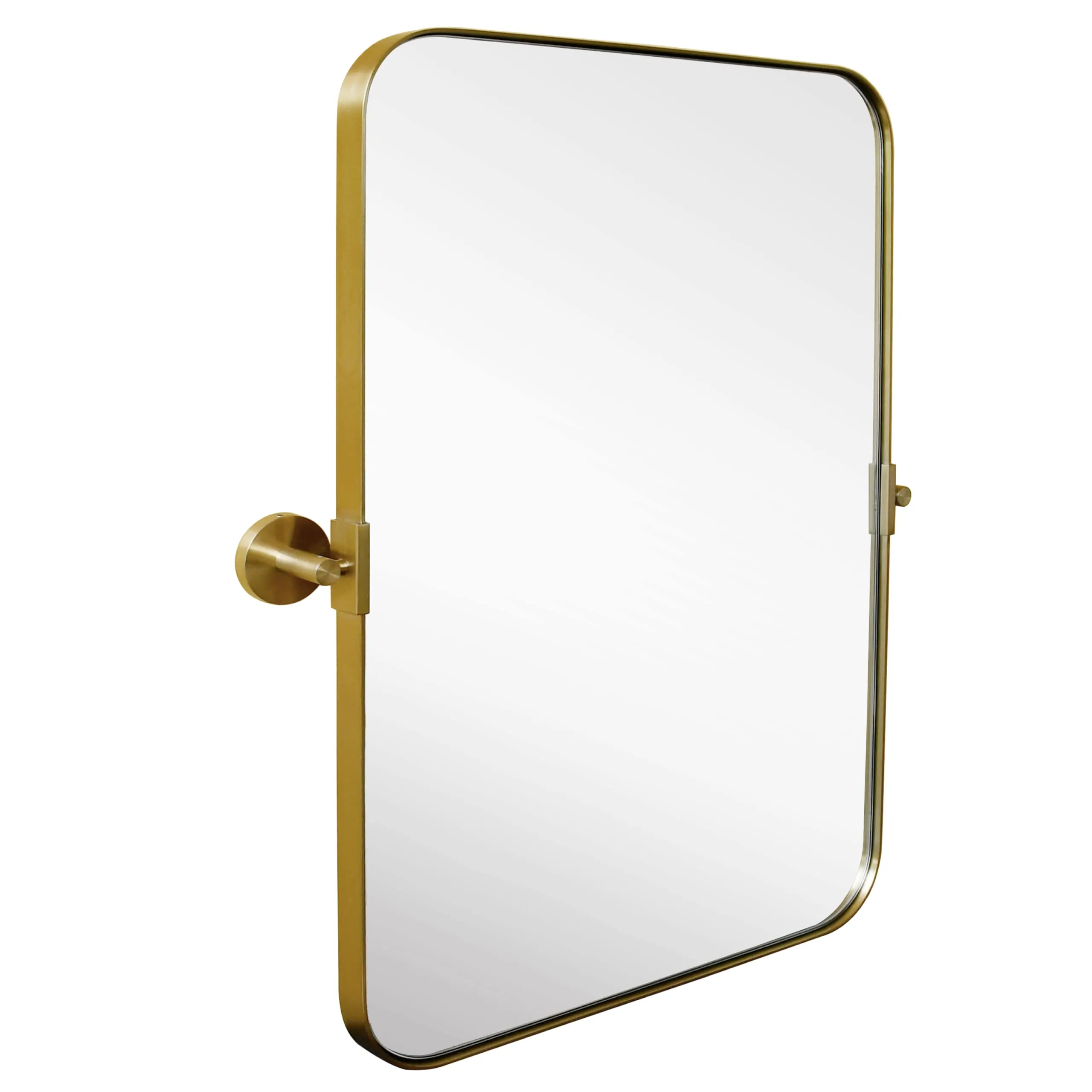 Hamilton Hills Metal Surrounded Round Pivot Mirror | Silver Backed Adjustable Moving