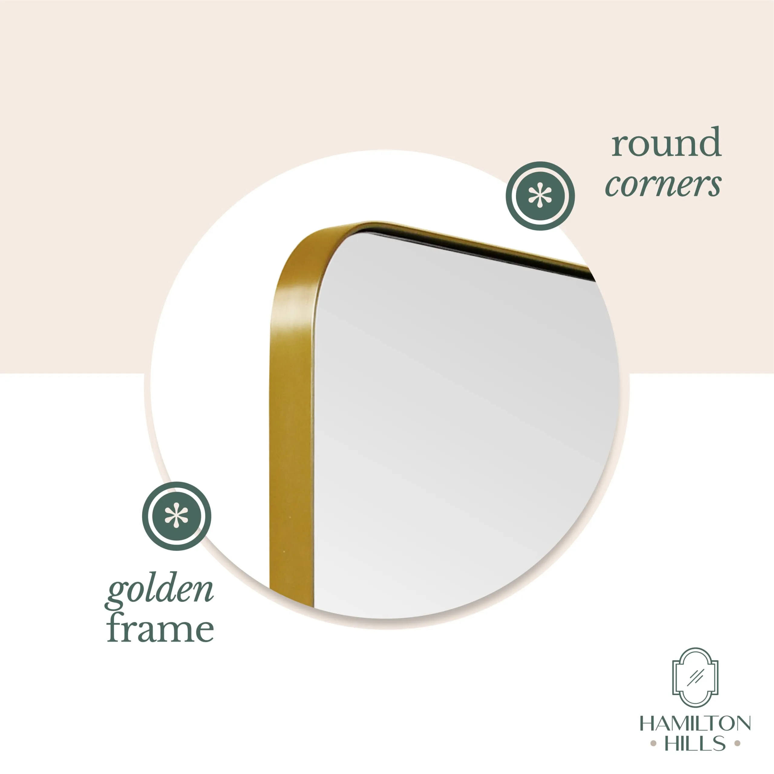 Hamilton Hills Metal Surrounded Round Pivot Mirror | Silver Backed Adjustable Moving