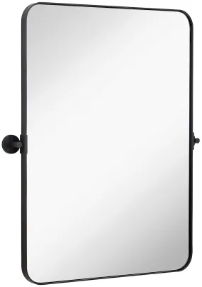 Hamilton Hills Silver Metal Surrounded Round Pivot Mirror | Silver Backed Adjustable
