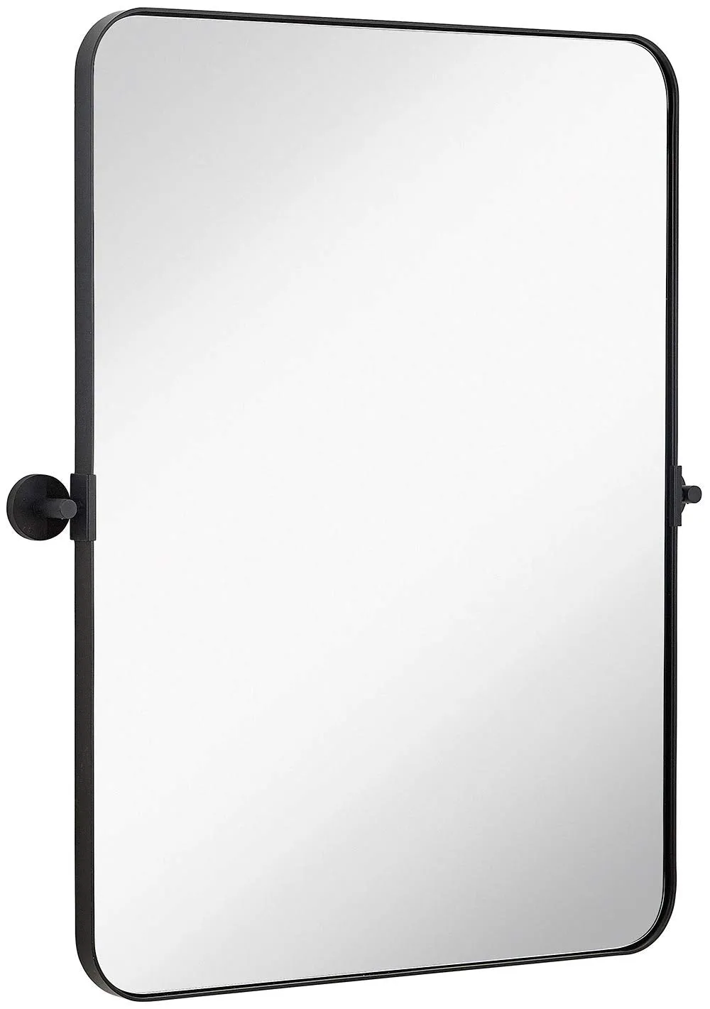 Hamilton Hills Silver Metal Surrounded Round Pivot Mirror | Silver Backed Adjustable