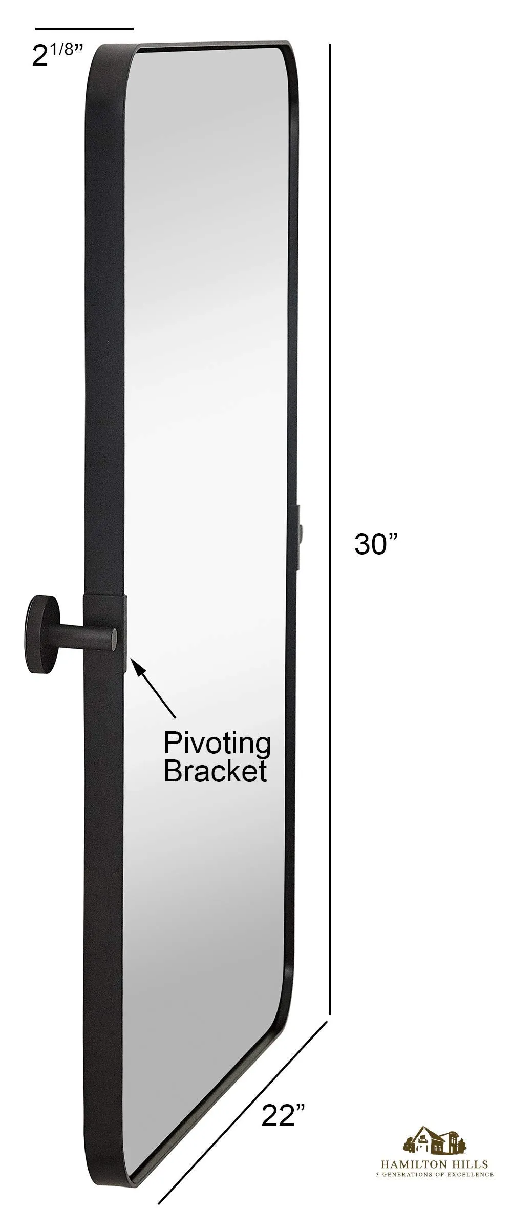 Hamilton Hills Silver Metal Surrounded Round Pivot Mirror | Silver Backed Adjustable