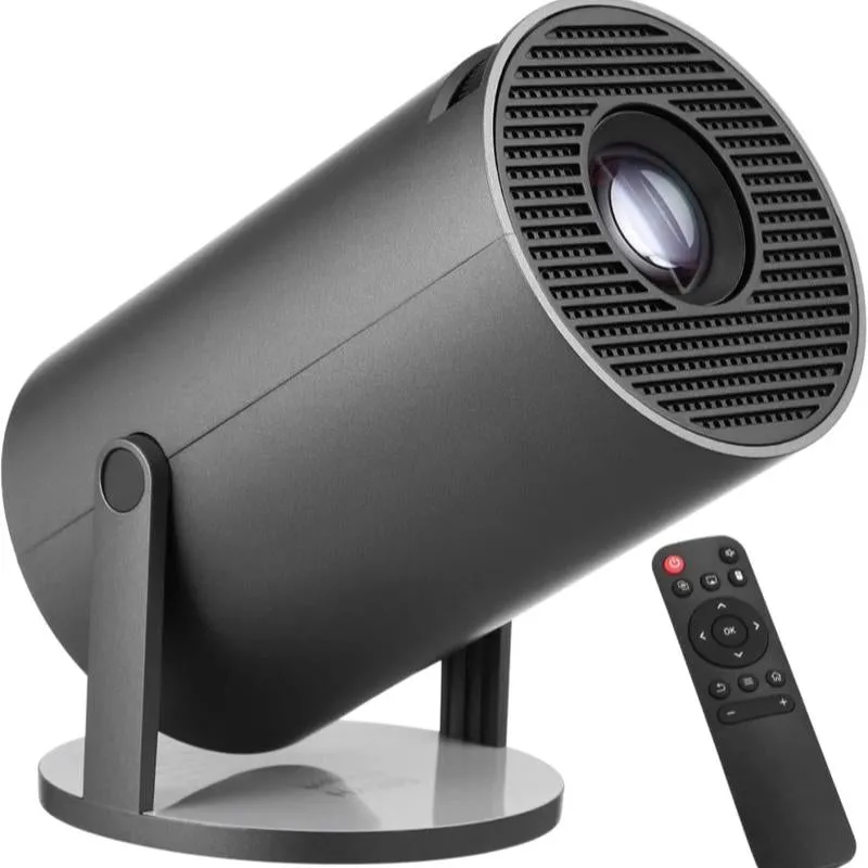 Haoye Portable Smart Projector, Android TV 11.0, Bluetooth 5.2, Wi-Fi 2.4G/5G, 200 Inch Screen, Design for Home & Outdoor Use Audio