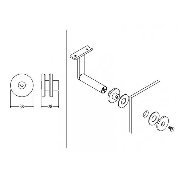 HB 502 Glass Mount for Handrail Brackets