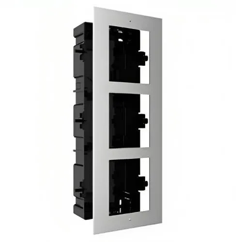 Hikvision DS-KD-ACF3/S 3-Module Flush Mount Brackets for Modular Door Station, Stainless Steel