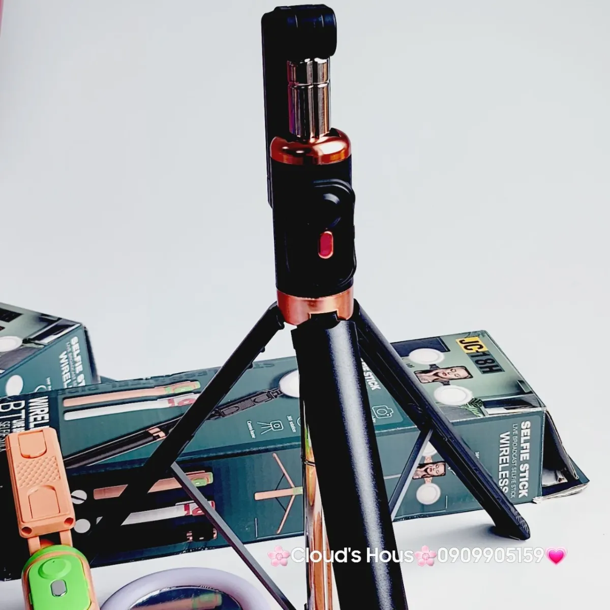 JC-18H Wireless Selfie Stick with LED Ring Light: Capture Perfect Moments