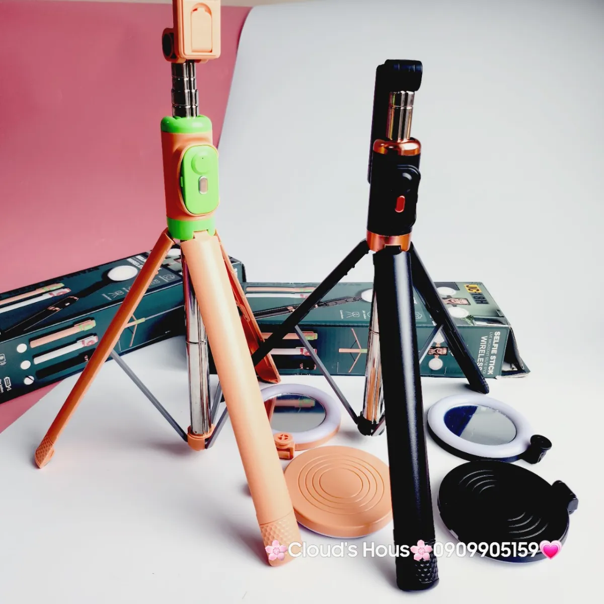 JC-18H Wireless Selfie Stick with LED Ring Light: Capture Perfect Moments