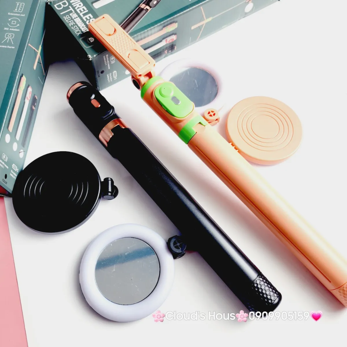 JC-18H Wireless Selfie Stick with LED Ring Light: Capture Perfect Moments