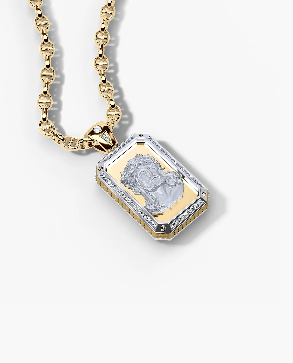 JESUS DOG TAG Pendant in Gold with 0.45ct Diamonds
