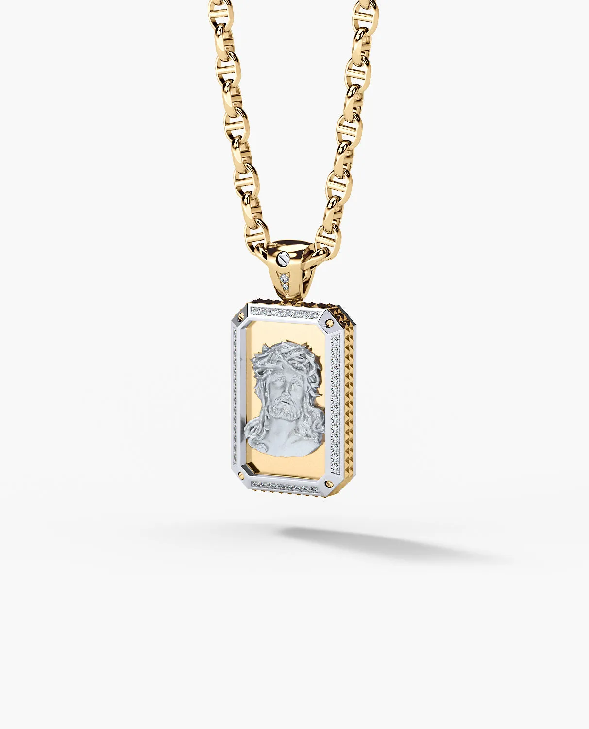 JESUS DOG TAG Pendant in Gold with 0.45ct Diamonds