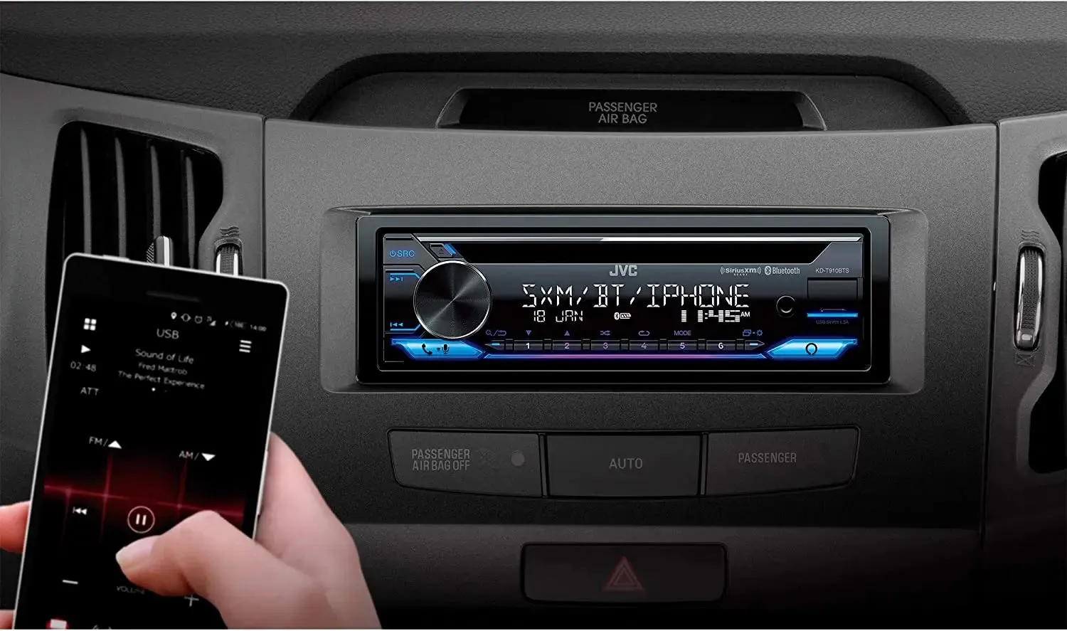 JVC KD-T920BTS Single DIN CD Receiver Bluetooth USB AM/FM XM Radio Car Stereo