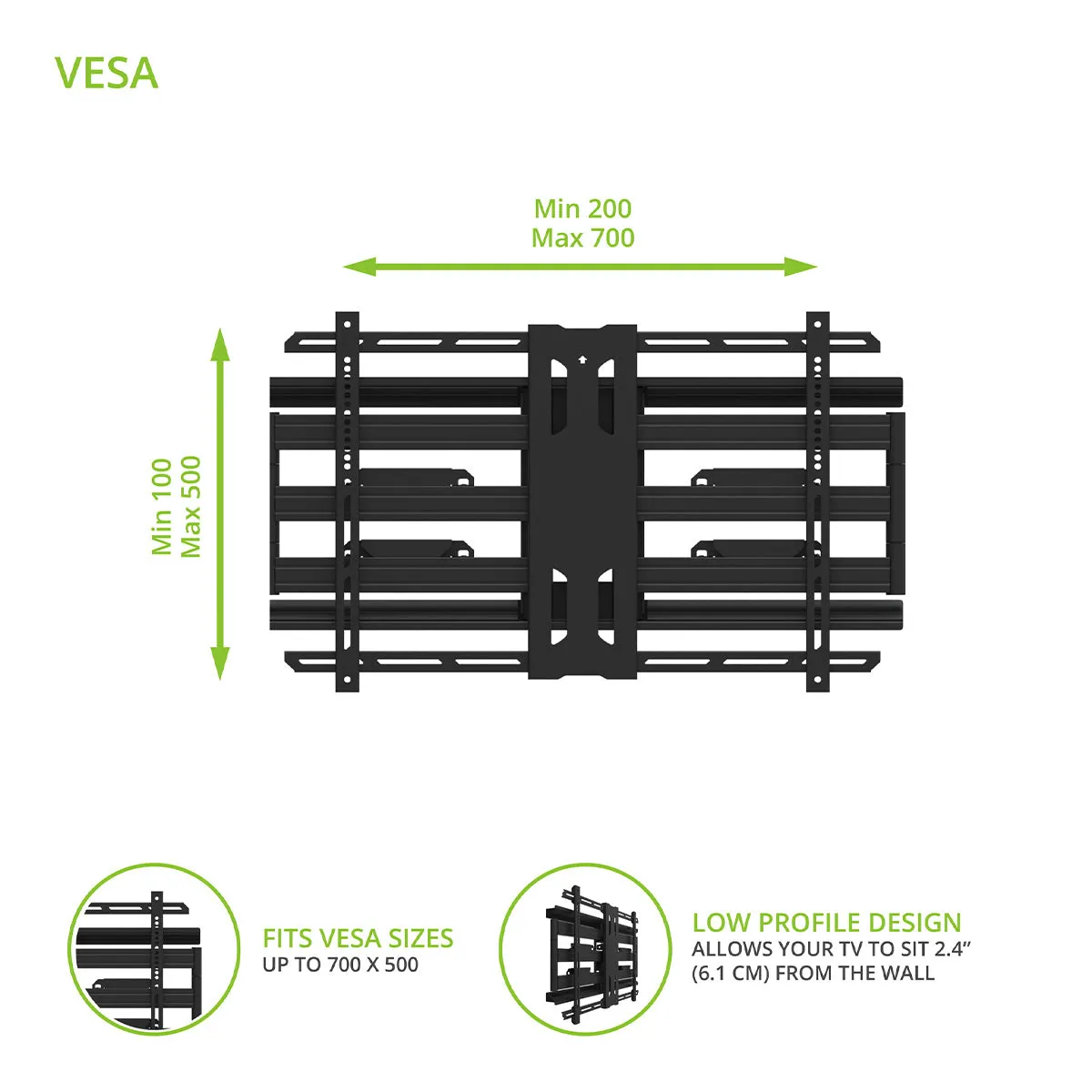 Kanto PDX700 Articulating Full Motion TV Mount for 42" - 100" TV