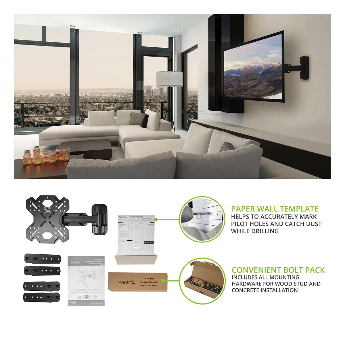 Kanto PS200 Articulating Full Motion TV Mount for 26" - 60" TV