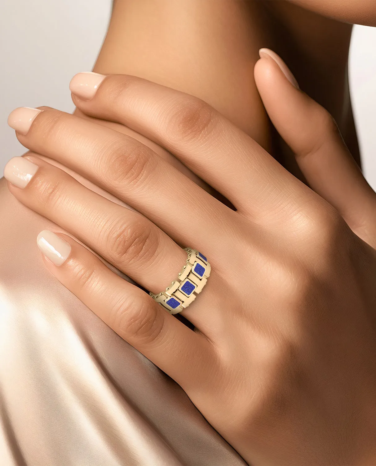 LA PAZ Gold Ring with Lapis