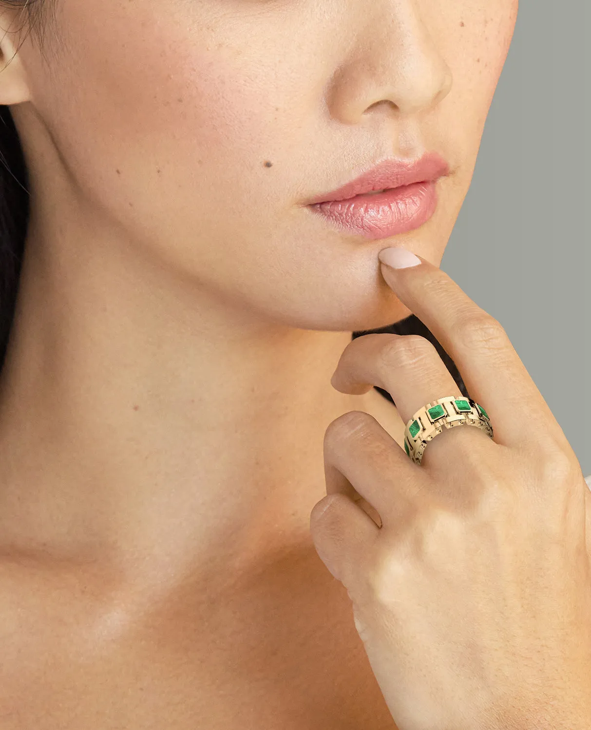 LA PAZ Gold Ring with Malachite