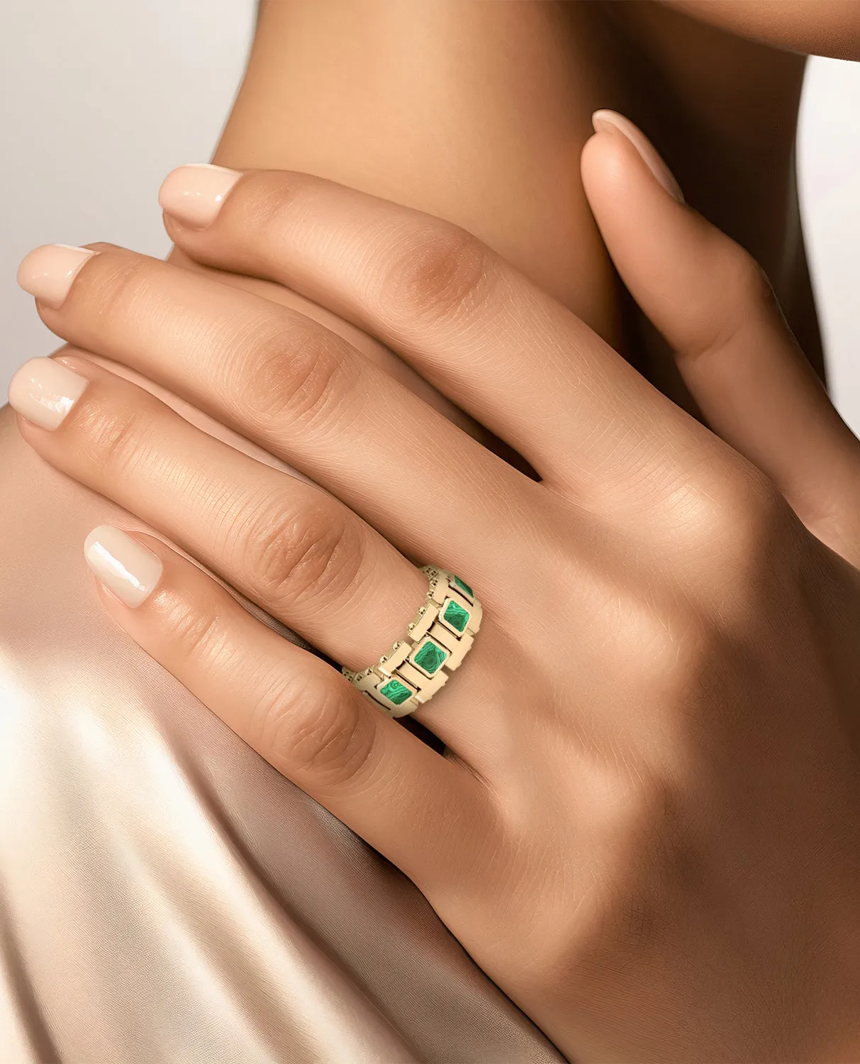 LA PAZ Gold Ring with Malachite