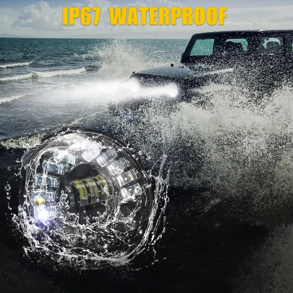 Led DRL Halo Headlight Aluminum 7-inch Matrix Gradient Color For