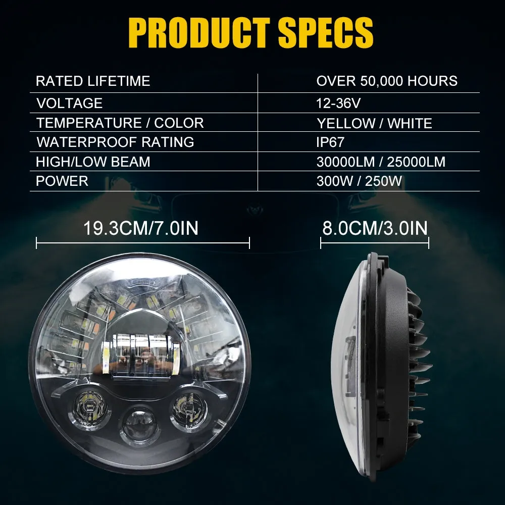 Led DRL Halo Headlight Aluminum 7-inch Matrix Gradient Color For