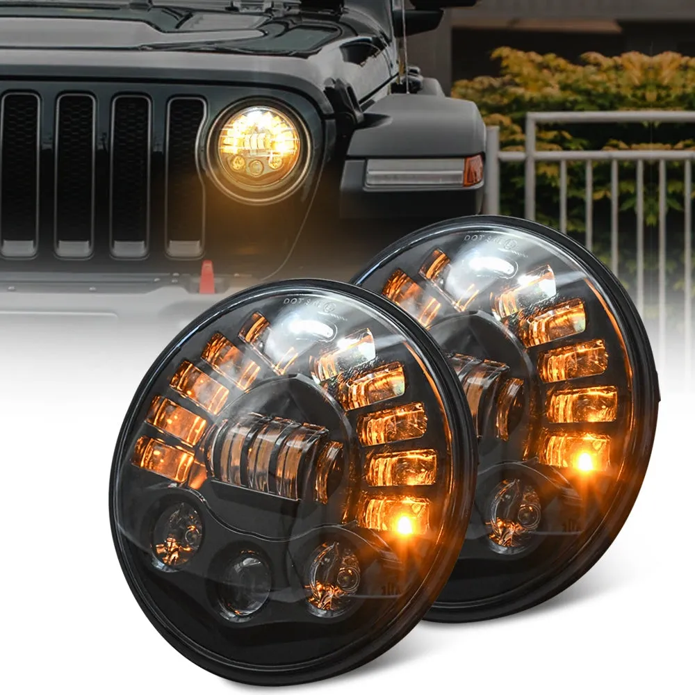 Led DRL Halo Headlight Aluminum 7-inch Matrix Gradient Color For