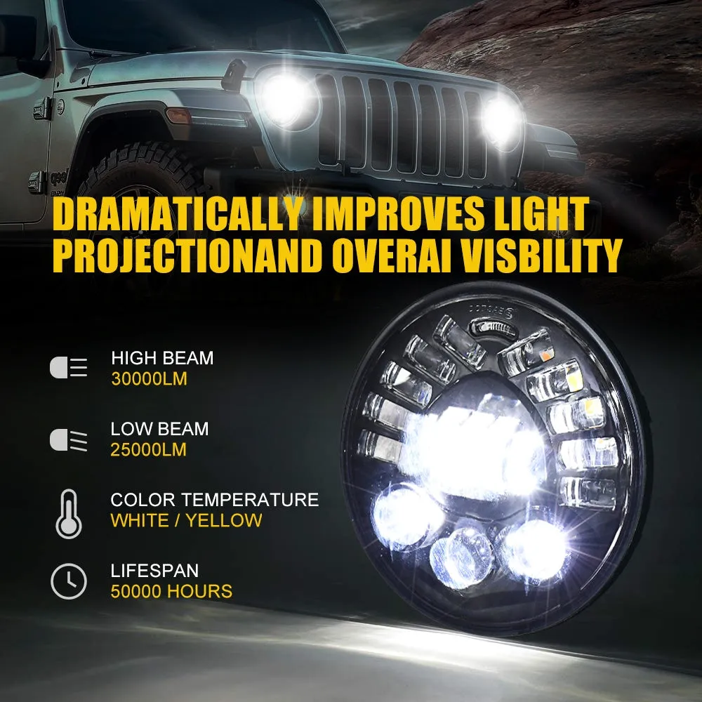 Led DRL Halo Headlight Aluminum 7-inch Matrix Gradient Color For