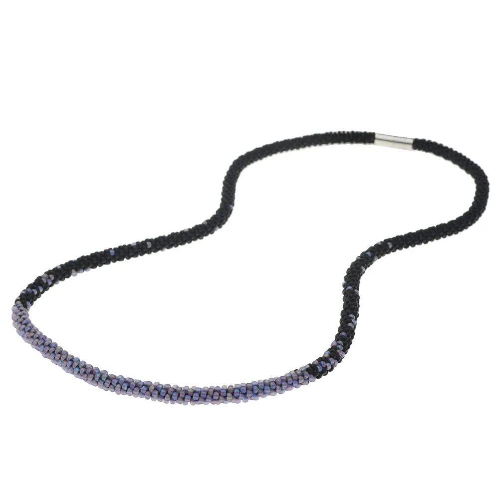 Long Beaded Kumihimo Necklace - Black & Rainbow Purple - Exclusive Beadaholique Jewelry Kit