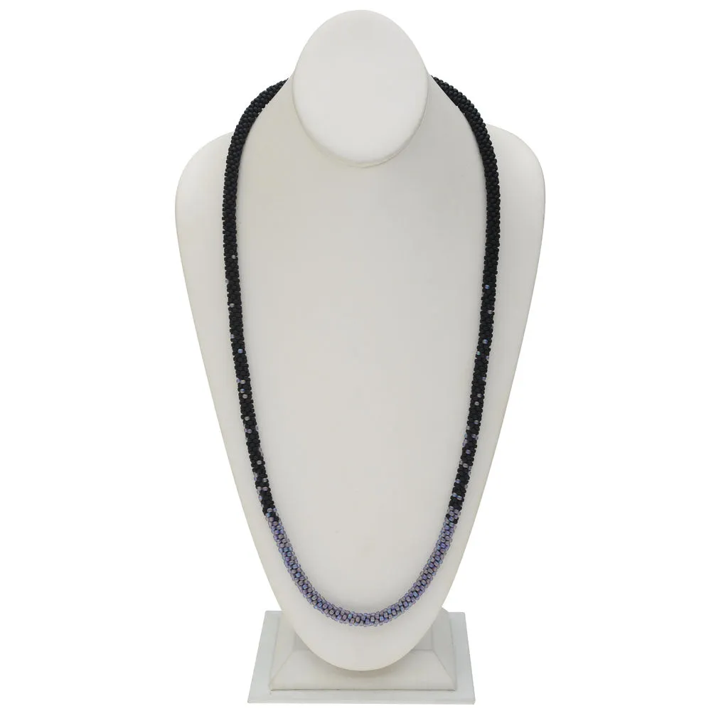 Long Beaded Kumihimo Necklace - Black & Rainbow Purple - Exclusive Beadaholique Jewelry Kit