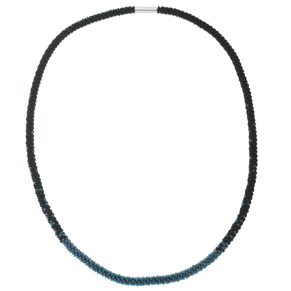 Long Beaded Kumihimo Necklace - Black & Rainbow Teal - Exclusive Beadaholique Jewelry Kit