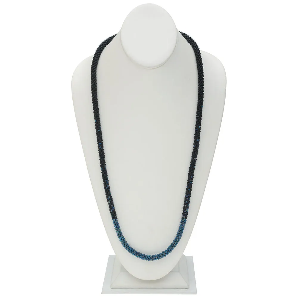 Long Beaded Kumihimo Necklace - Black & Rainbow Teal - Exclusive Beadaholique Jewelry Kit