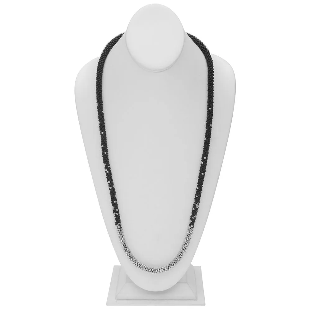 Long Beaded Kumihimo Necklace - Black & Silver - Exclusive Beadaholique Jewelry Kit