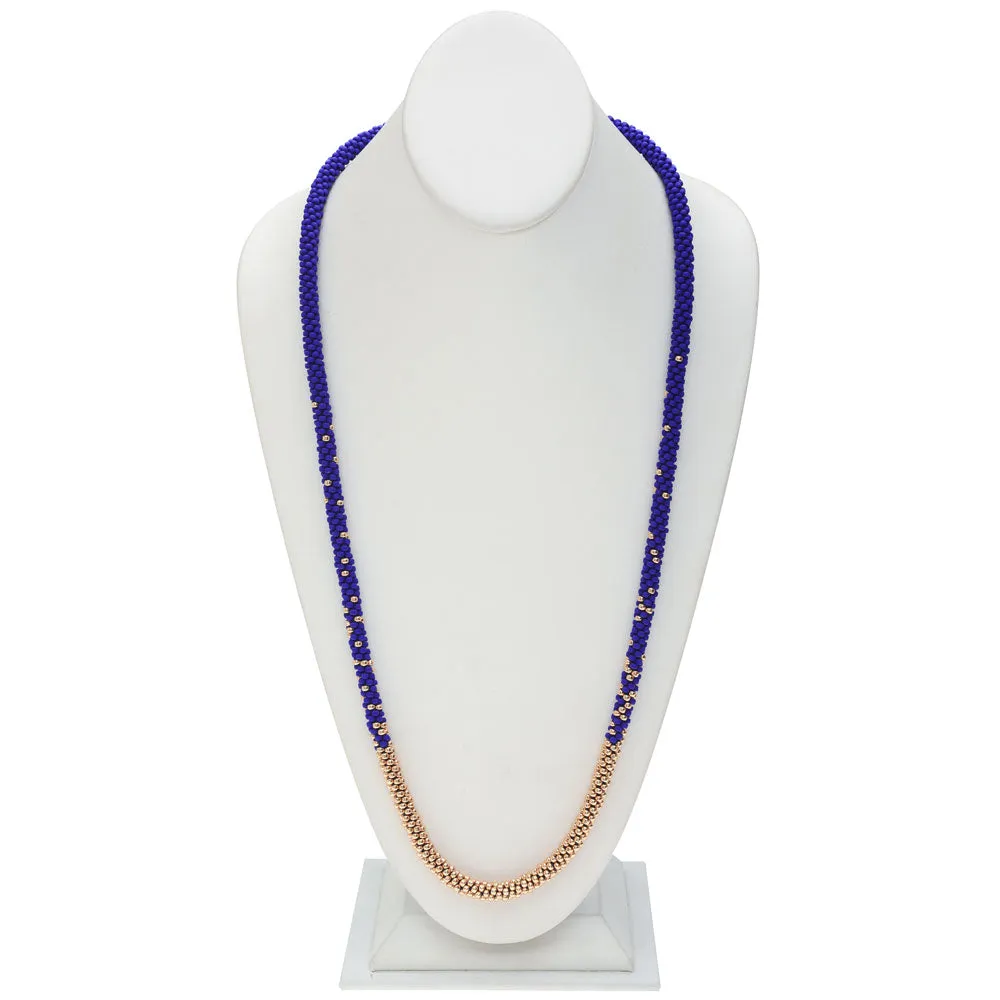 Long Beaded Kumihimo Necklace - Blue & Rose Gold - Exclusive Beadaholique Jewelry Kit