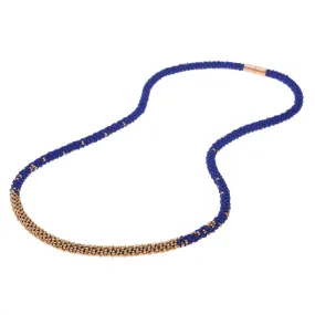 Long Beaded Kumihimo Necklace - Blue & Rose Gold - Exclusive Beadaholique Jewelry Kit