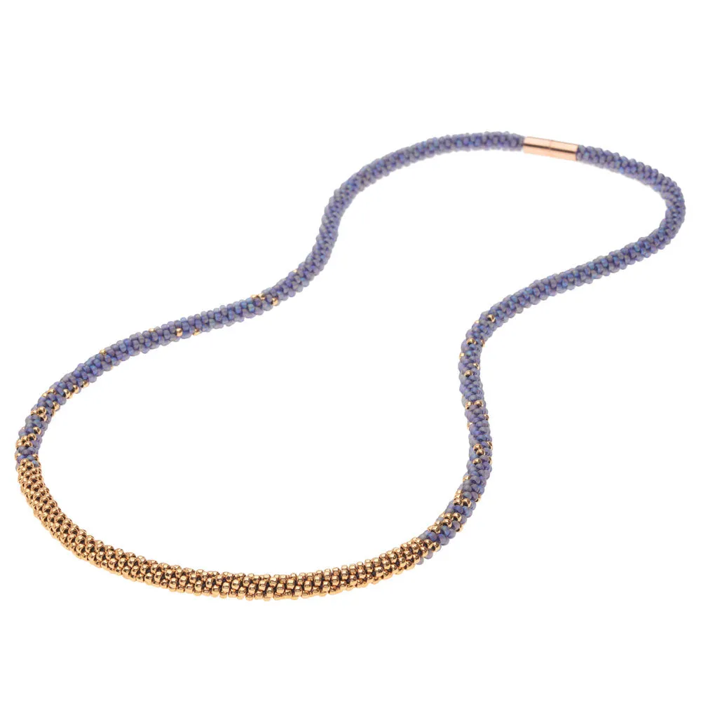 Long Beaded Kumihimo Necklace - Rainbow Purple & Rose Gold - Exclusive Beadaholique Jewelry Kit