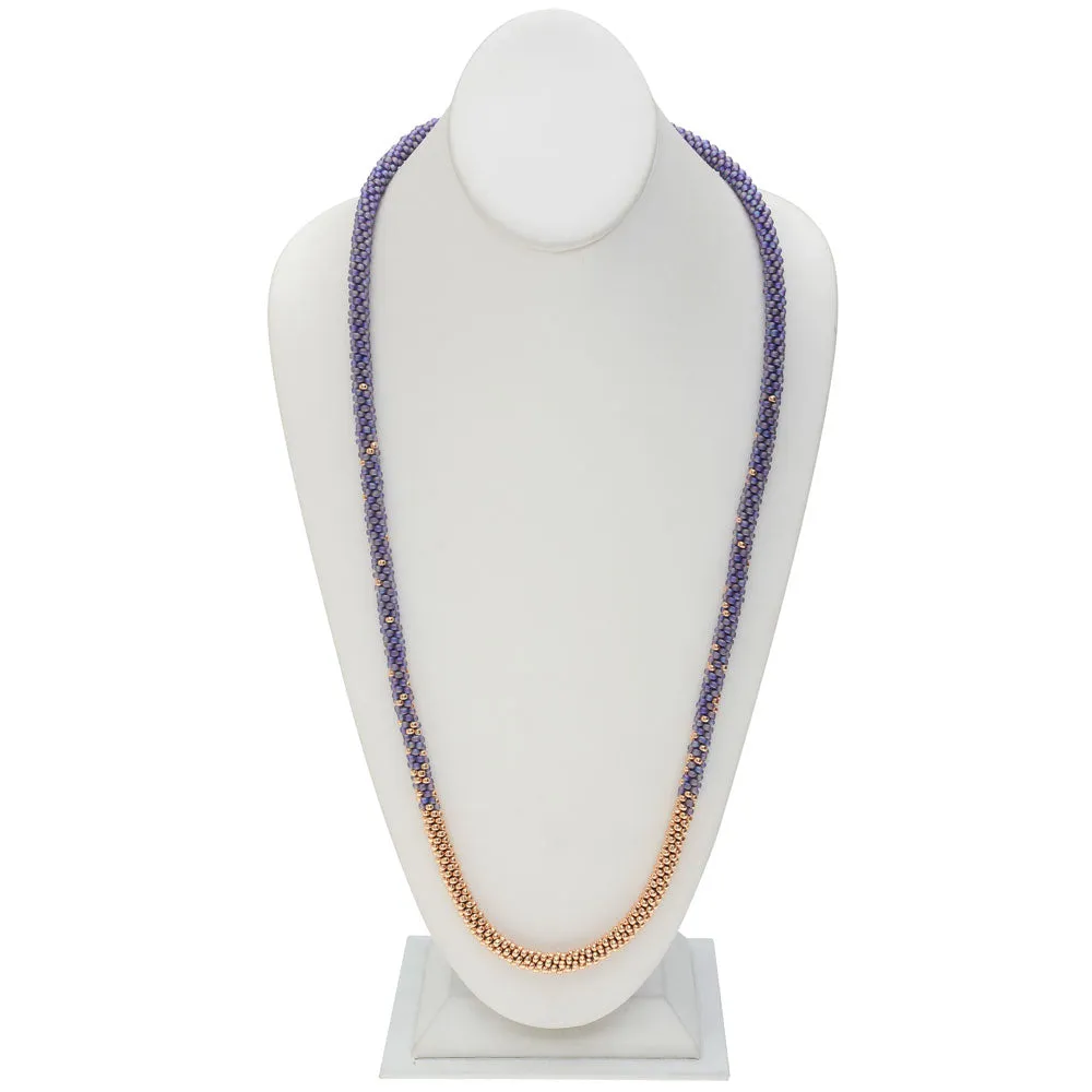 Long Beaded Kumihimo Necklace - Rainbow Purple & Rose Gold - Exclusive Beadaholique Jewelry Kit