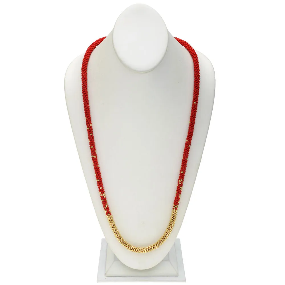 Long Beaded Kumihimo Necklace - Red and Gold - Exclusive Beadaholique Jewelry Kit